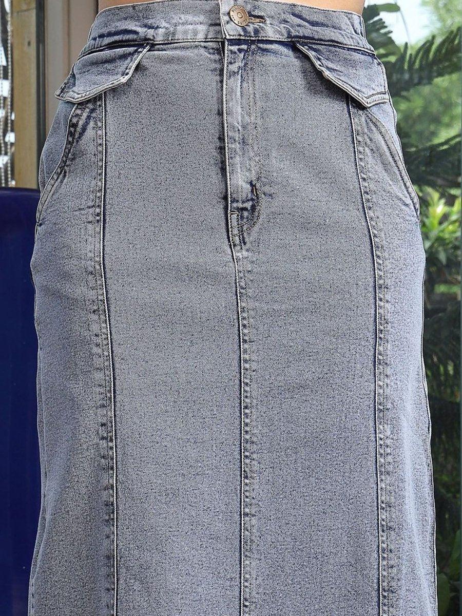 A-Line Maxi Skirt light-blue - CINK