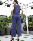 V-Neck Coat With Trousers Co-Ords blue