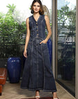 V-Neck Coat With Skirt Co-Ords blue