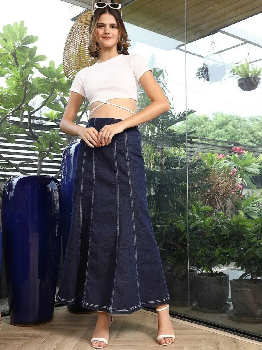 A-Line Maxi Skirt blue - CINK