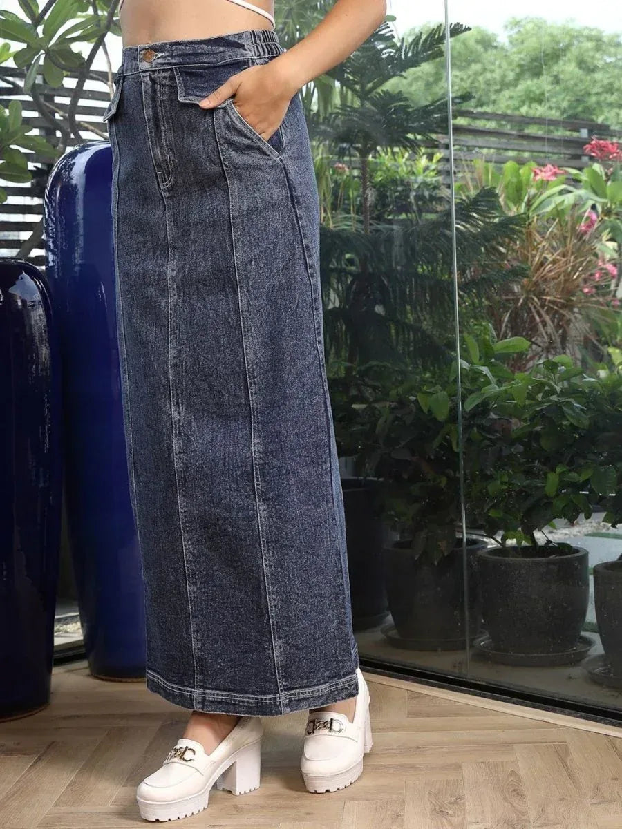 A-Line Maxi Skirt blue - CINK