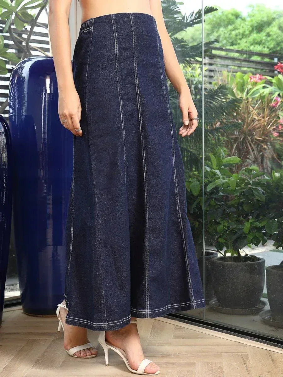 A-Line Maxi Skirt blue - CINK