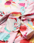 Pink  Blue Floral Print Knee Length Shirt Dress