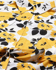 Yellow  White Floral Print Shirt Dress with Belt