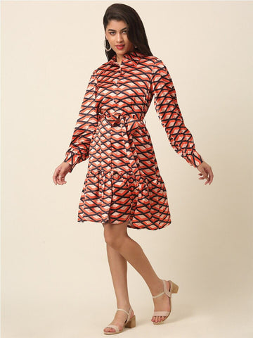 CINK Coral Print Shirt Dress