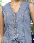 V-Neck Coat With Skirt Co-Ords light-blue