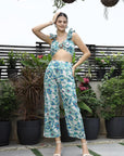Printed Top With Trousers Co-Ord Set blue