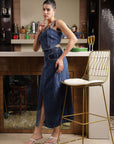 Shoulder Strap Neck Cotton Top With Skirt Co-Ords light-blue
