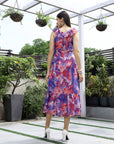 Printed Fit & Flare Midi Dress purple