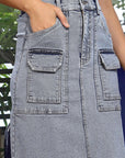 Denim A-Line Midi Denim Skirt blue