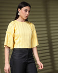 Yellow Solid Round Neck Top