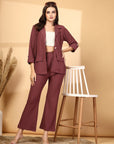 Self Design Blazer With Trousers Co-Ords