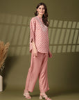 Embrodered Cotton Top With Trousers Co-Ords