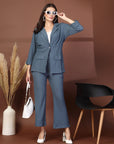 Self Design Blazer With Trousers Co-Ords