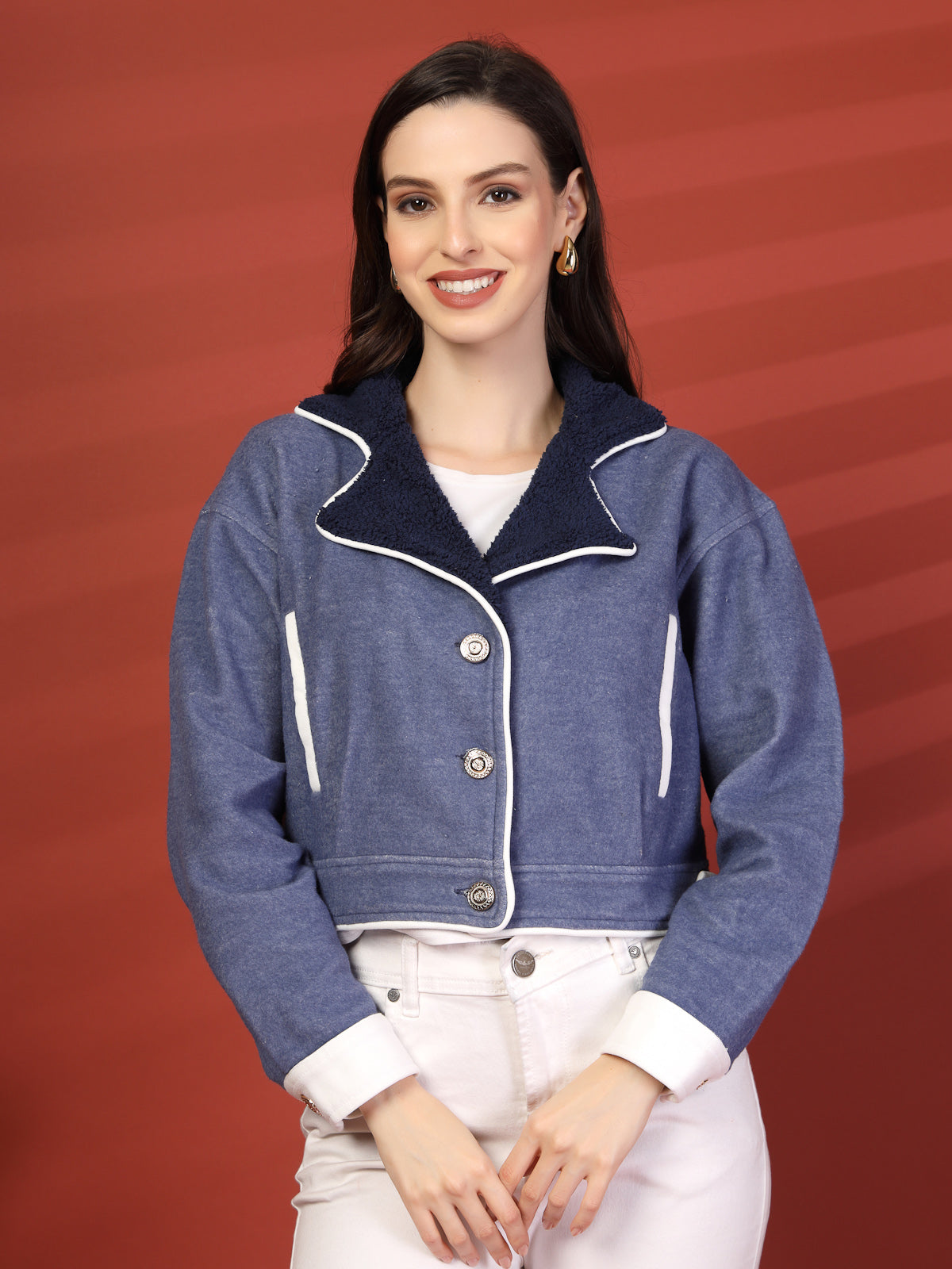 Women Fleece Open Front Jacket