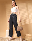 Black Solid Loose Fit Trousers