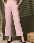 Pink Solid Loose Fit Trousers