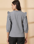 Grey Shirt Style Top