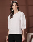 Solid White Round Neck top