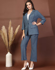 Self Design Blazer With Trousers Co-Ords