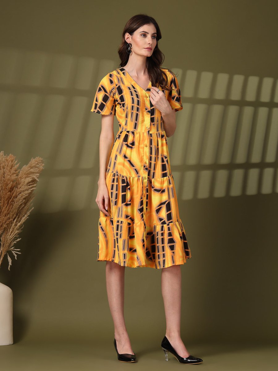 Tie and Dye Print Fit &amp; Flare Dress