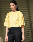 Yellow Solid Round Neck Top