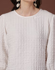 Solid White Round Neck top