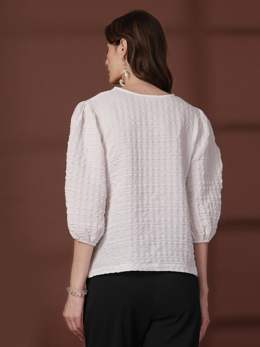 Solid White Round Neck top