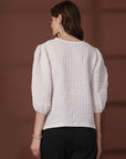 Solid White Round Neck top