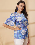 Blue Floral Print Top