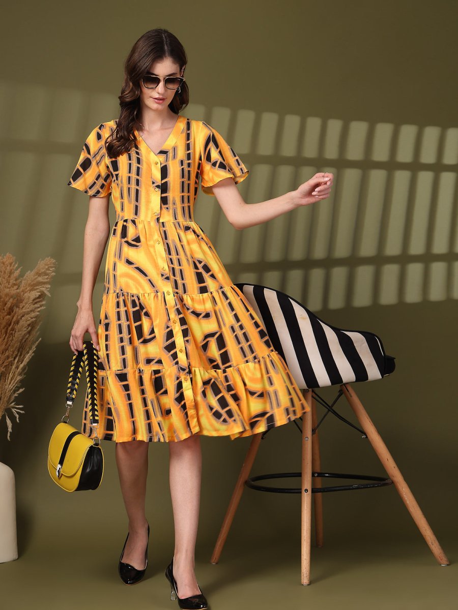 Tie and Dye Print Fit &amp; Flare Dress