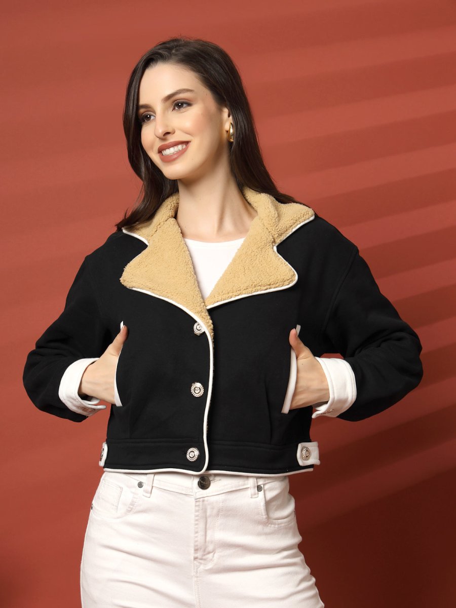 Women Fleece Open Front Jacket