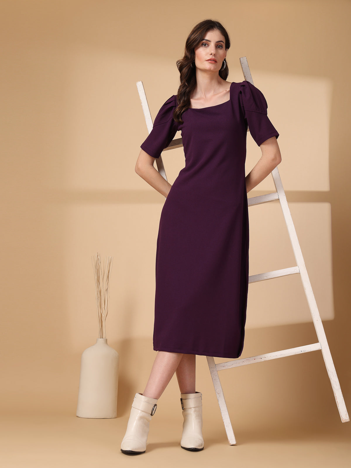 Purple Fit & Flare Midi Dress – CINK
