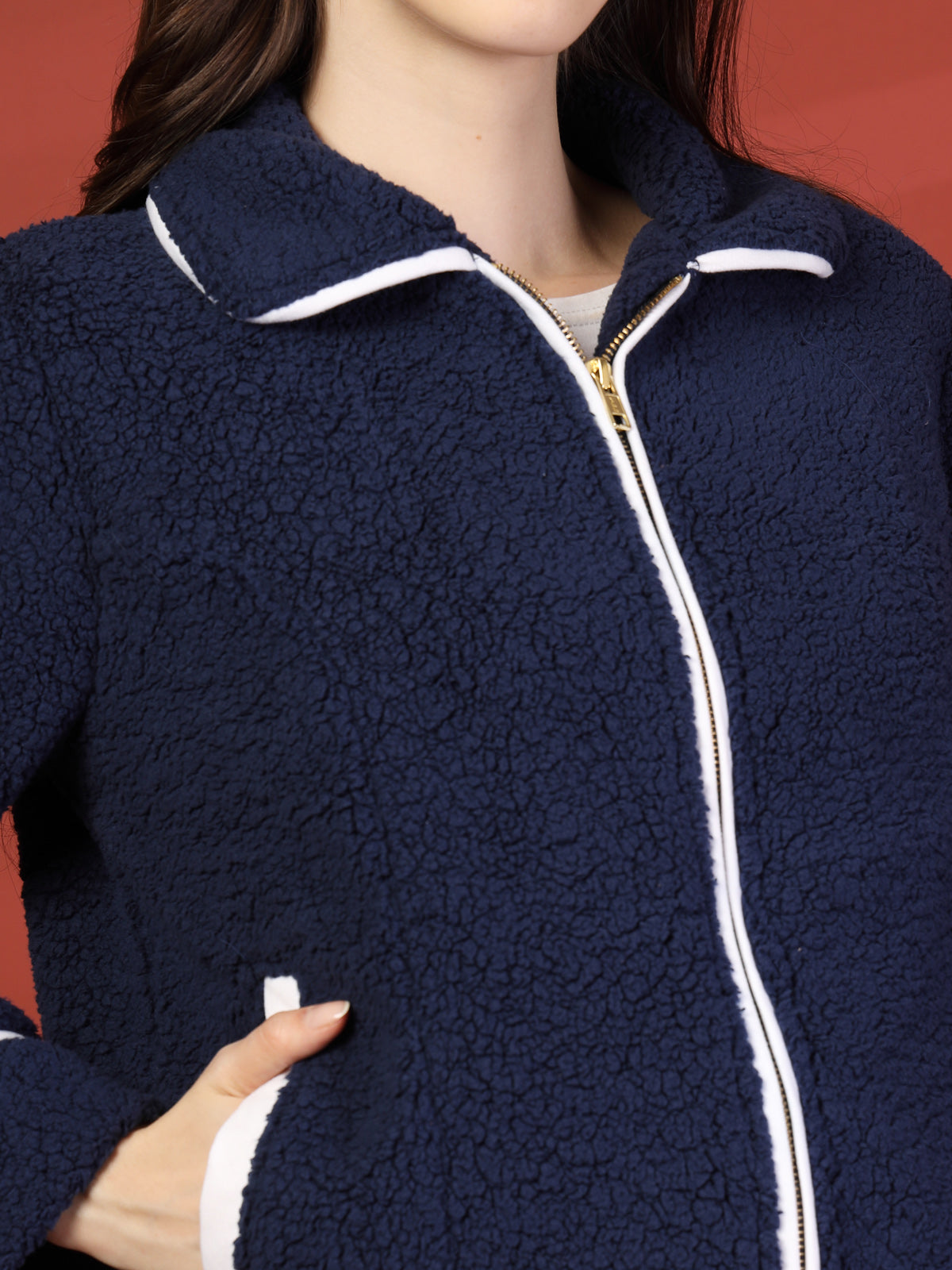 Women Fleece Open Front Jacket