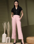 Pink Solid Loose Fit Trousers