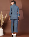 Self Design Blazer With Trousers Co-Ords