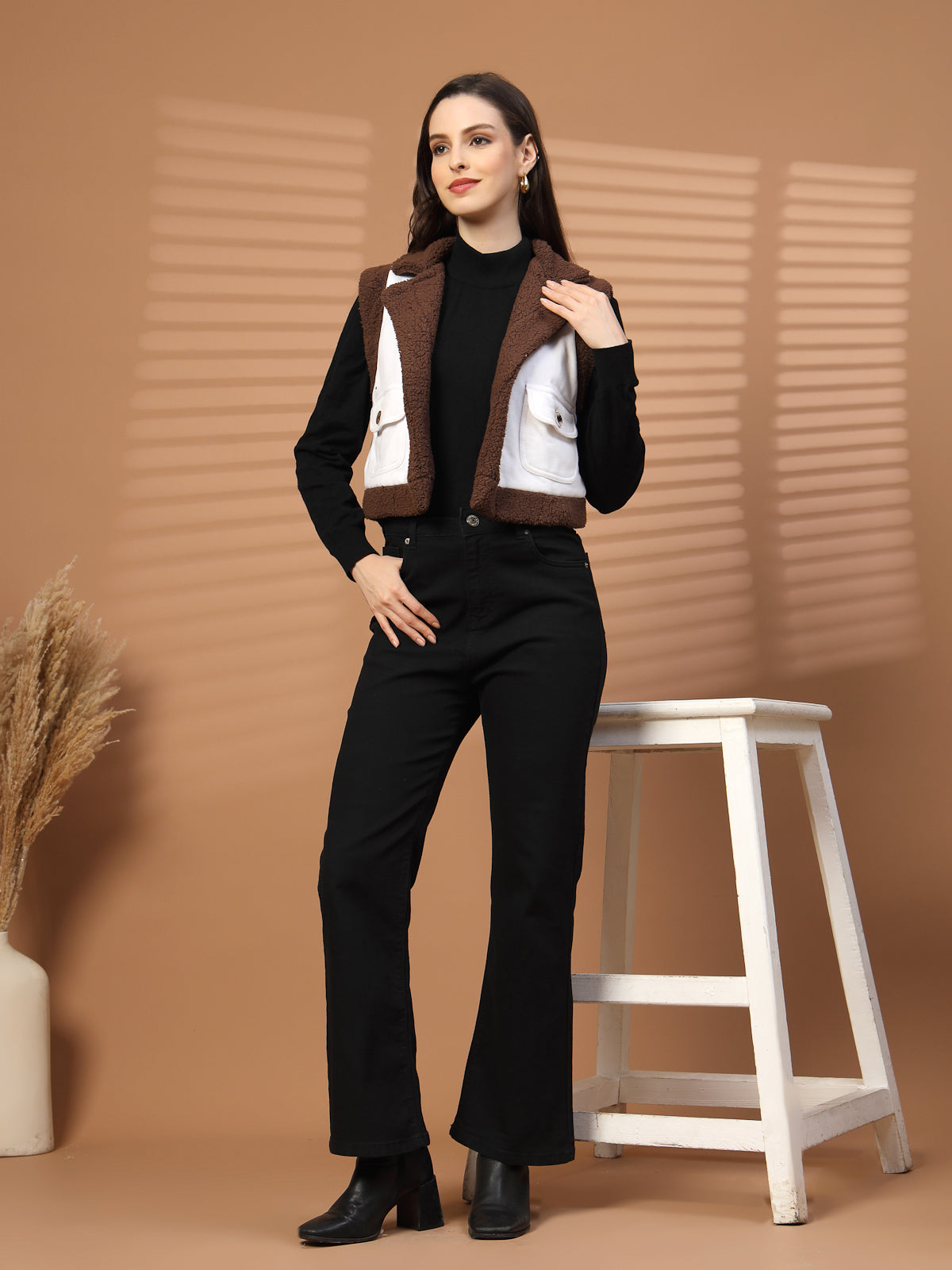 Women Fleece Open Front Jacket