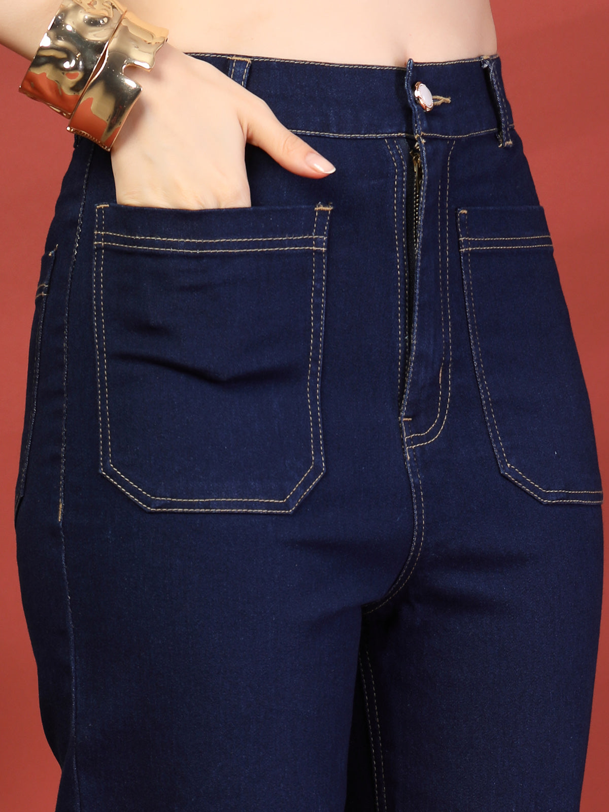 Women Blue Top With Trouser Co-Ords Set