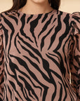 Brown Animal Print Top