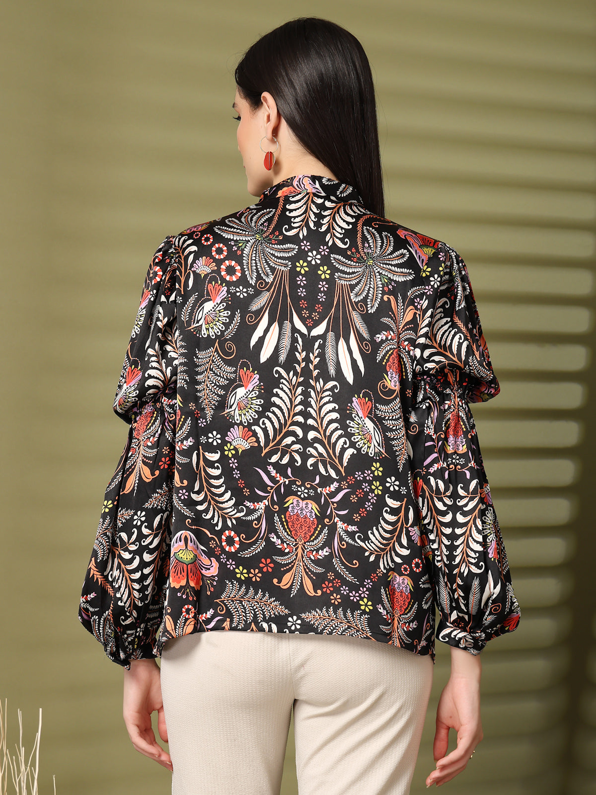 Women Black Floral Opaque Printed Casual Shirt