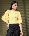 Yellow Solid Round Neck Top
