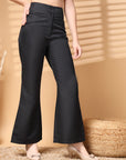 Black Solid Regular Trousers Women Loose Fit Trousers