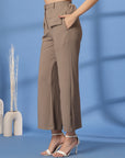 Beige Solid Loose Fit Trousers