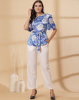 Blue Floral Print Top