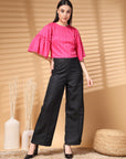 Pink Solid Round Neck Top