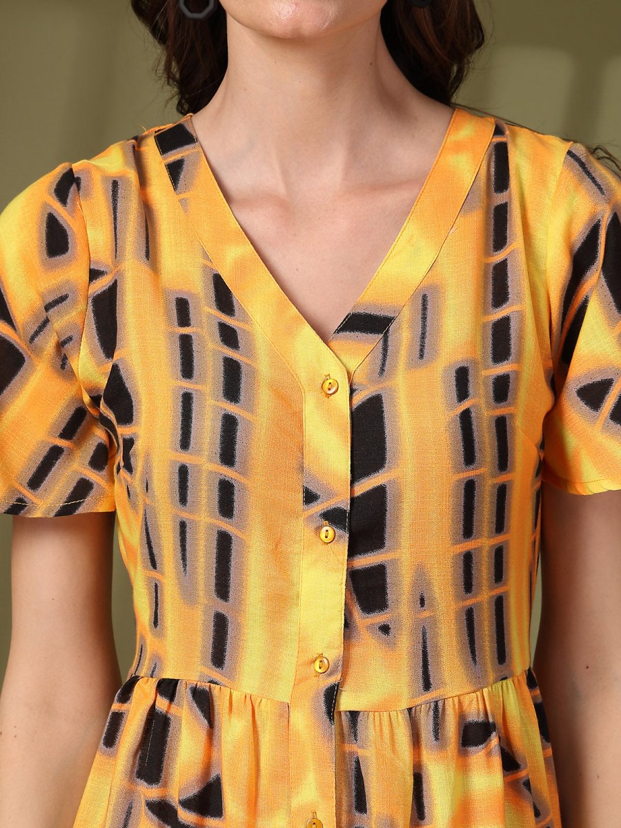 Tie and Dye Print Fit &amp; Flare Dress