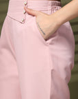 Pink Solid Loose Fit Trousers