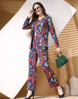 Multi Printed Pure Cotton Top With Trousers & Blazer Co Ords