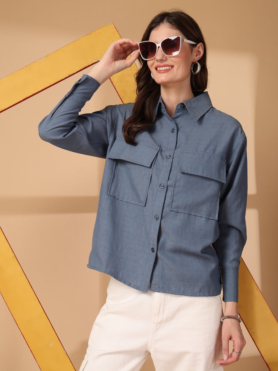 Women Opaque Casual Buttoned Top