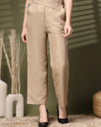 Beige Solid Loose Fit Trousers